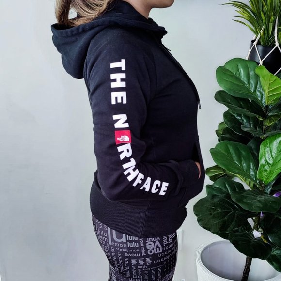 The North Face Red Box Patch Black & Red Zip Up Hoodie Unisex - Picture 8 of 11